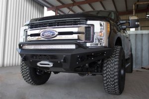 Ford F-250 Front Bumper - Addictive Desert Designs - HoneyBadger with Winch Mount - Hammer Black and Satin Black - `17-`18